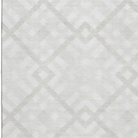 Ivory And Beige Geometric Washable Area Rug With UV Protection Photo 3
