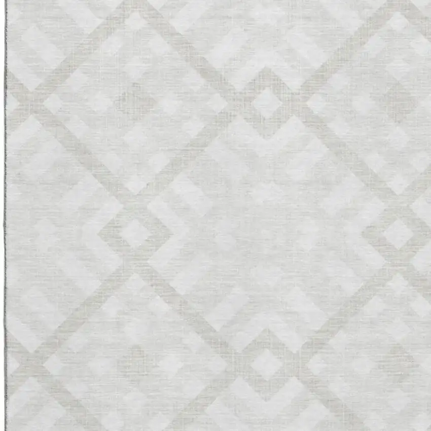 Ivory And Beige Geometric Washable Area Rug With UV Protection Photo 3
