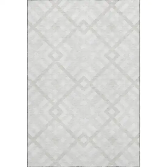 Ivory And Beige Geometric Washable Area Rug With UV Protection Photo 1