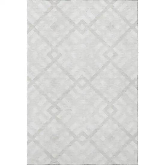 Ivory And Beige Geometric Washable Area Rug With UV Protection Photo 4