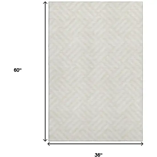 Ivory And Beige Geometric Washable Area Rug With UV Protection Photo 3