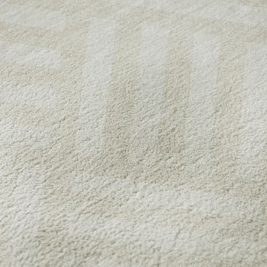 Ivory And Beige Geometric Washable Area Rug With UV Protection Photo 8