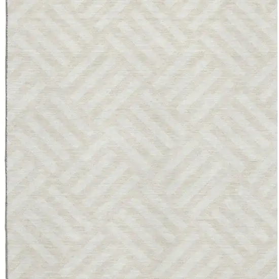 Ivory And Beige Geometric Washable Area Rug With UV Protection Photo 3