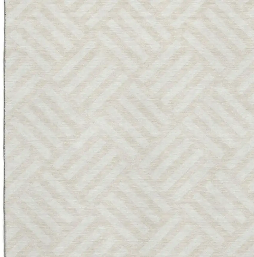 Ivory And Beige Geometric Washable Area Rug With UV Protection Photo 3