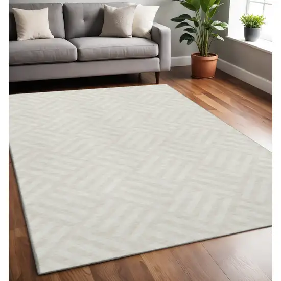 Ivory And Beige Geometric Washable Area Rug With UV Protection Photo 2