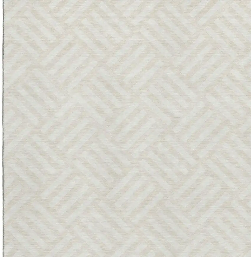 Ivory And Beige Geometric Washable Area Rug With UV Protection Photo 3