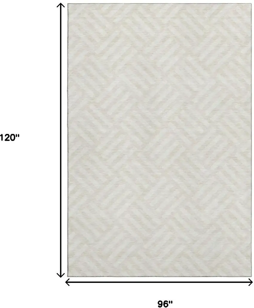 Ivory And Beige Geometric Washable Area Rug With UV Protection Photo 3