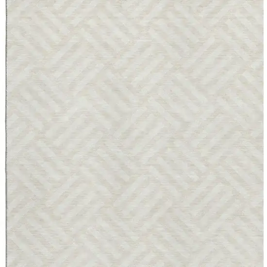 Ivory And Beige Geometric Washable Area Rug With UV Protection Photo 4