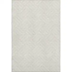 Photo of Ivory And Beige Geometric Washable Area Rug With UV Protection