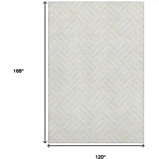 Ivory And Beige Geometric Washable Area Rug With UV Protection Photo 3