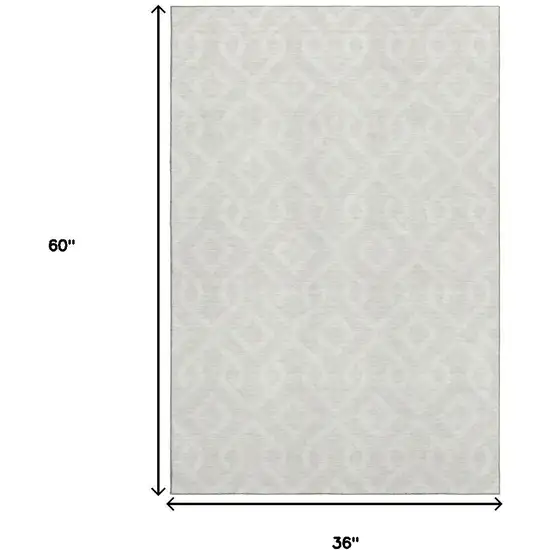 Ivory And Beige Geometric Washable Area Rug With UV Protection Photo 3