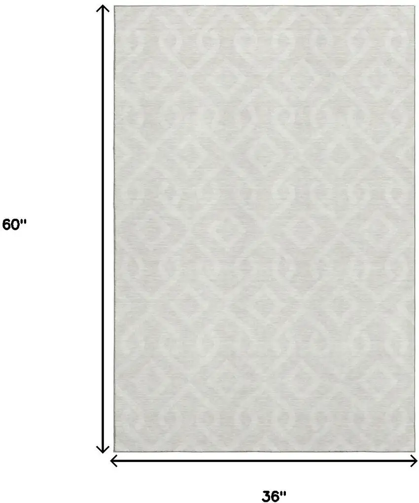 Ivory And Beige Geometric Washable Area Rug With UV Protection Photo 3