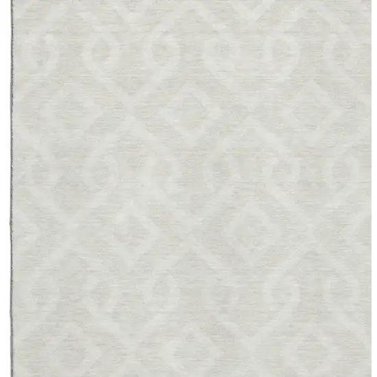 Ivory And Beige Geometric Washable Area Rug With UV Protection Photo 3