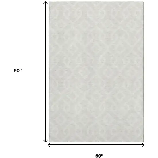 Ivory And Beige Geometric Washable Area Rug With UV Protection Photo 3