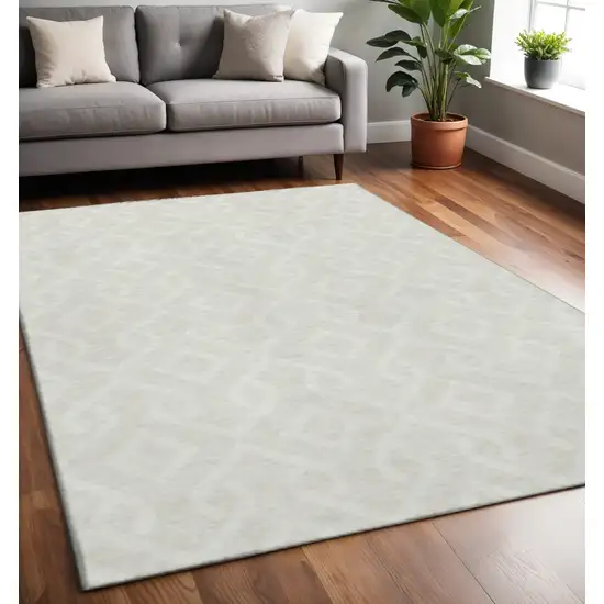 Ivory And Beige Geometric Washable Area Rug With UV Protection Photo 2