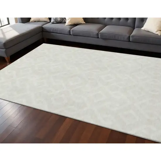 Ivory And Beige Geometric Washable Area Rug With UV Protection Photo 2