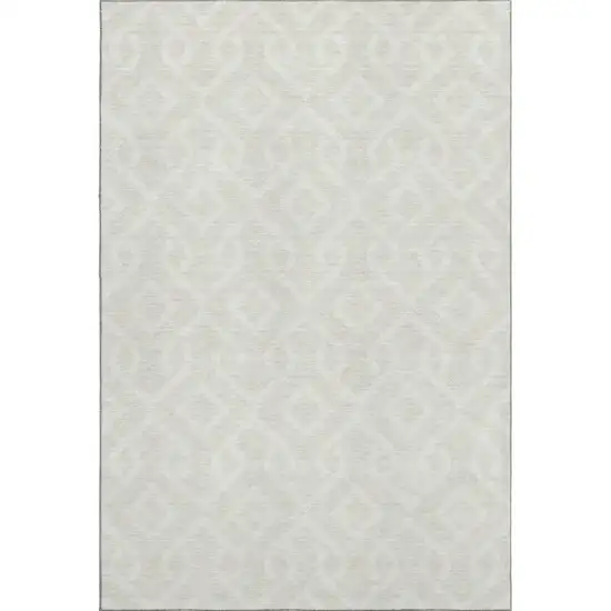 Ivory And Beige Geometric Washable Area Rug With UV Protection Photo 1