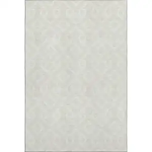 Photo of Ivory And Beige Geometric Washable Area Rug With UV Protection