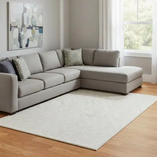 Ivory And Beige Geometric Washable Area Rug With UV Protection Photo 1