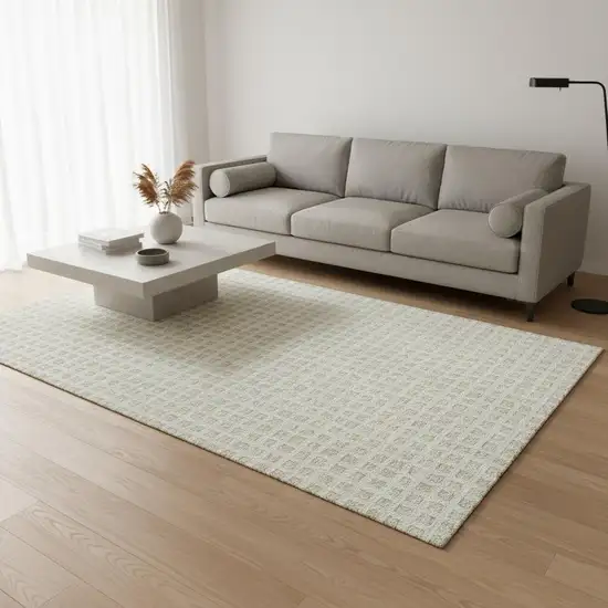 Ivory And Beige Geometric Washable Area Rug With UV Protection Photo 2