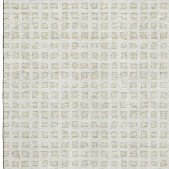 Ivory And Beige Geometric Washable Area Rug With UV Protection Photo 3