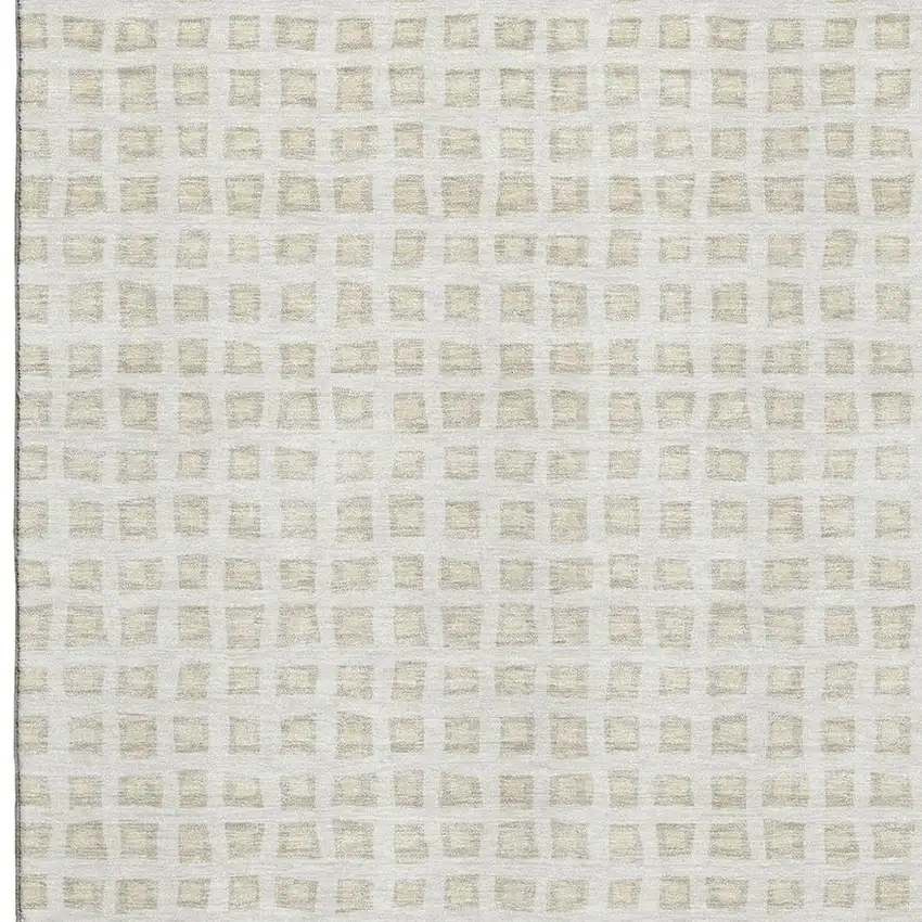 Ivory And Beige Geometric Washable Area Rug With UV Protection Photo 3
