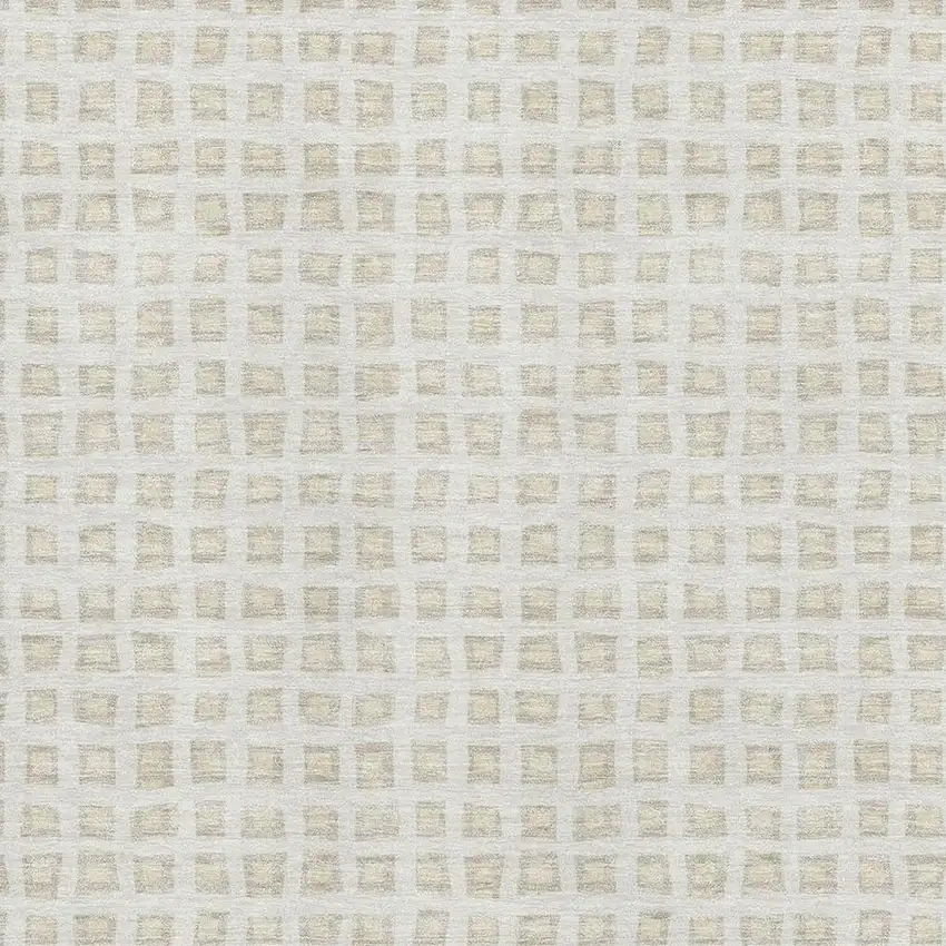 Ivory And Beige Geometric Washable Area Rug With UV Protection Photo 3