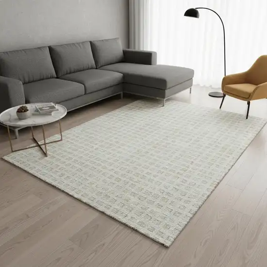 Ivory And Beige Geometric Washable Area Rug With UV Protection Photo 2