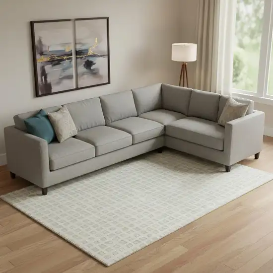 Ivory And Beige Geometric Washable Area Rug With UV Protection Photo 1