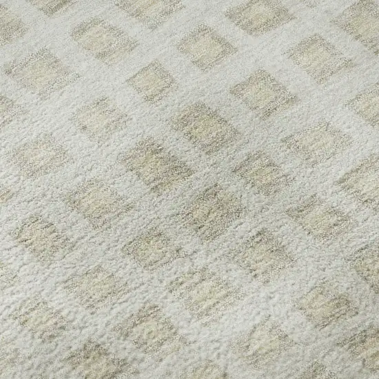 Ivory And Beige Geometric Washable Area Rug With UV Protection Photo 9