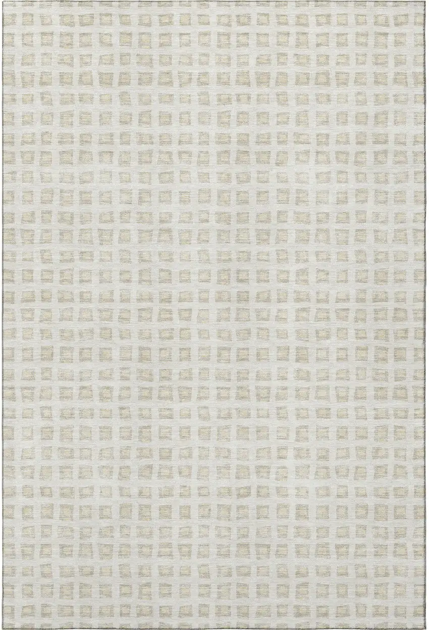 Ivory And Beige Geometric Washable Area Rug With UV Protection Photo 4