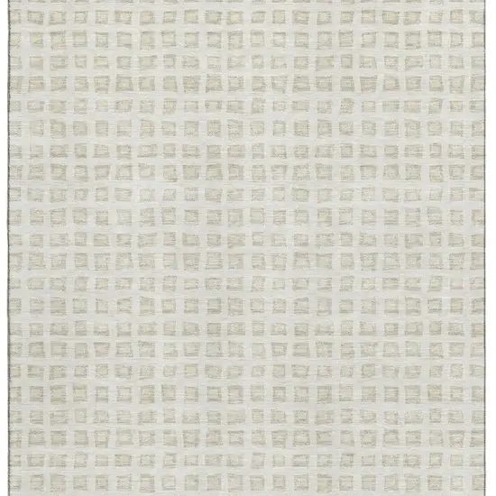 Ivory And Beige Geometric Washable Area Rug With UV Protection Photo 3