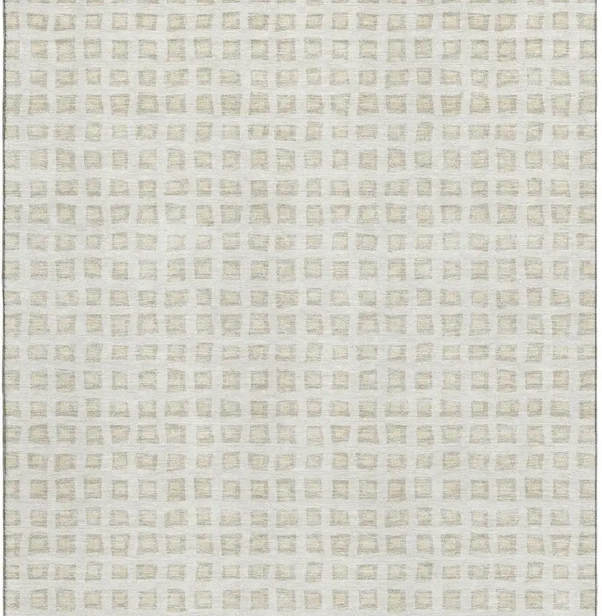 Ivory And Beige Geometric Washable Area Rug With UV Protection Photo 3