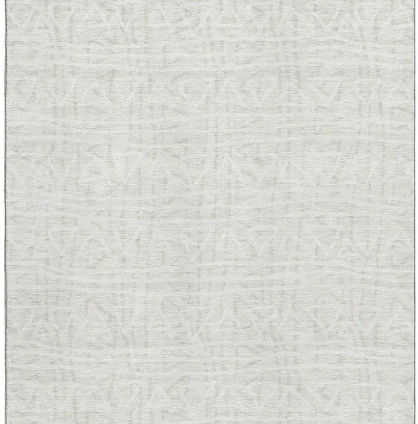 Ivory And Beige Geometric Washable Area Rug With UV Protection Photo 3