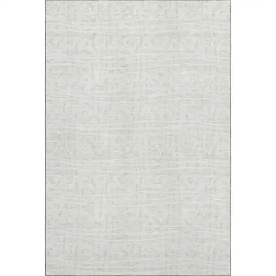 Ivory And Beige Geometric Washable Area Rug With UV Protection Photo 1