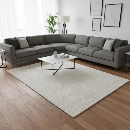 Ivory And Beige Geometric Washable Area Rug With UV Protection Photo 2