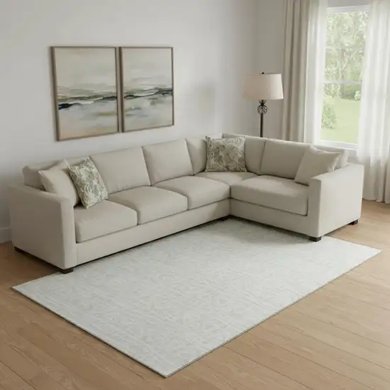 Ivory And Beige Geometric Washable Area Rug With UV Protection Photo 1