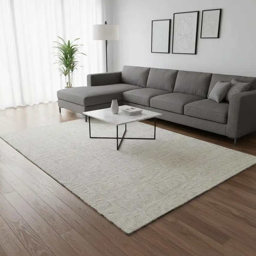 Ivory And Beige Geometric Washable Area Rug With UV Protection Photo 2