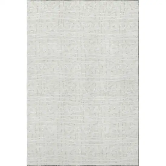 Ivory And Beige Geometric Washable Area Rug With UV Protection Photo 4