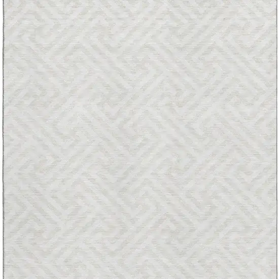 Ivory And Beige Geometric Washable Area Rug With UV Protection Photo 4
