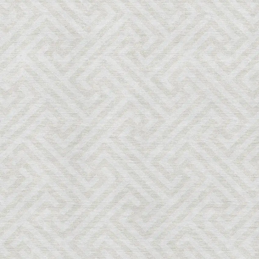 Ivory And Beige Geometric Washable Area Rug With UV Protection Photo 3