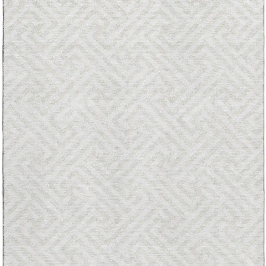 Ivory And Beige Geometric Washable Area Rug With UV Protection Photo 4