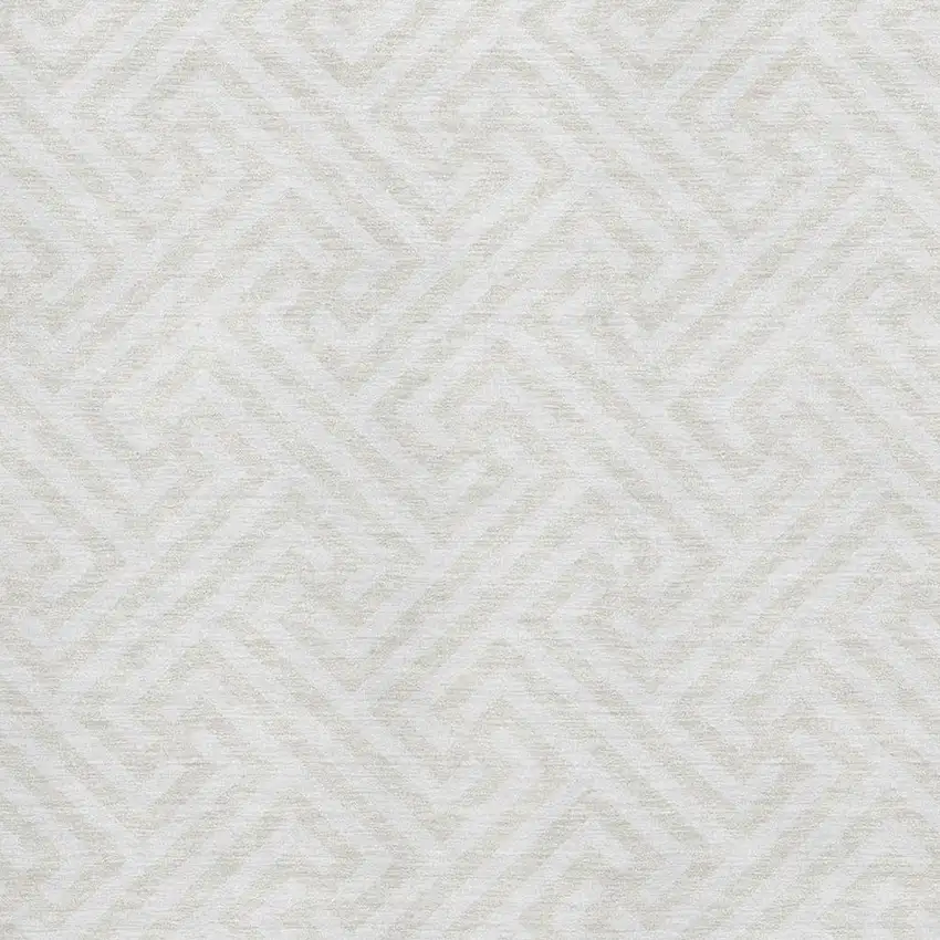 Ivory And Beige Geometric Washable Area Rug With UV Protection Photo 3