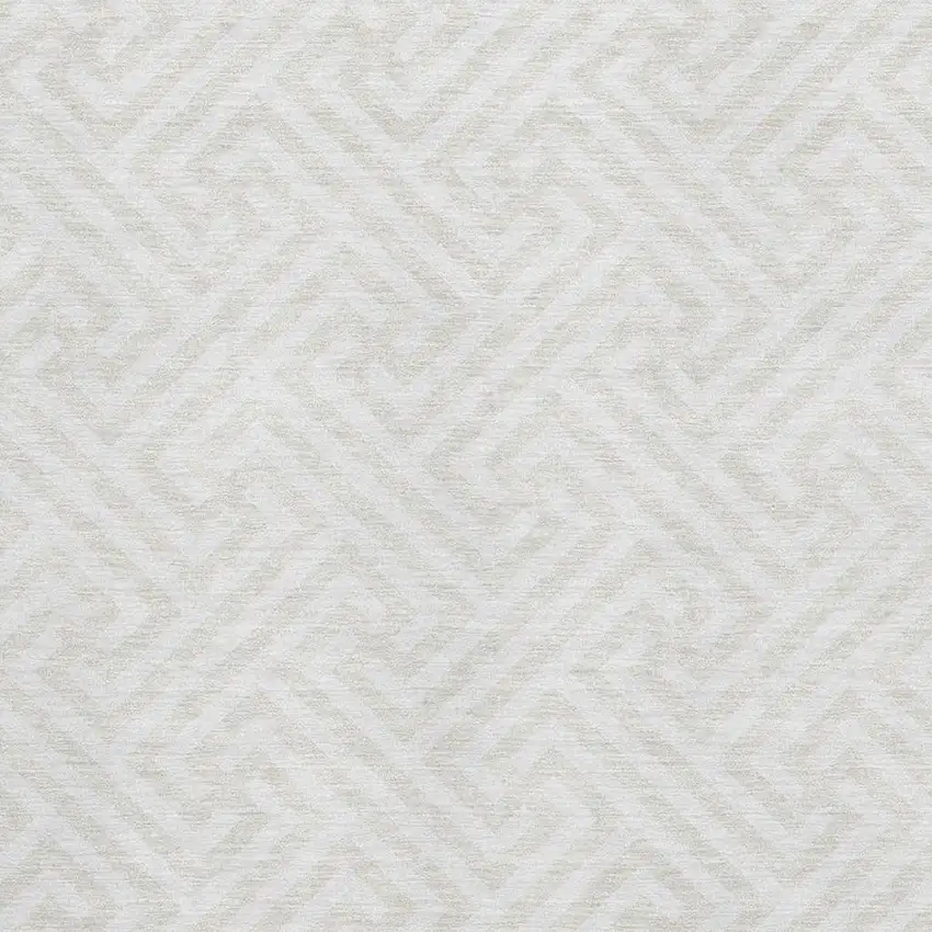 Ivory And Beige Geometric Washable Area Rug With UV Protection Photo 3