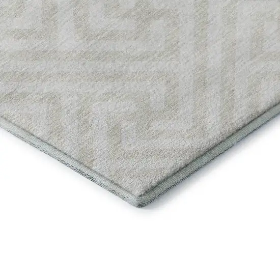 Ivory And Beige Geometric Washable Area Rug With UV Protection Photo 8