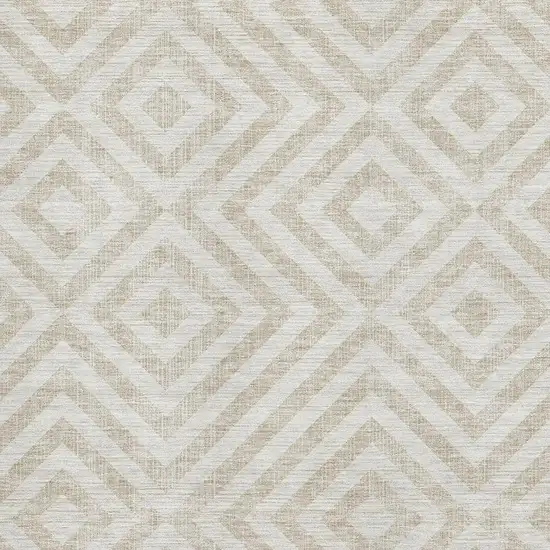 Ivory And Beige Geometric Washable Area Rug With UV Protection Photo 3