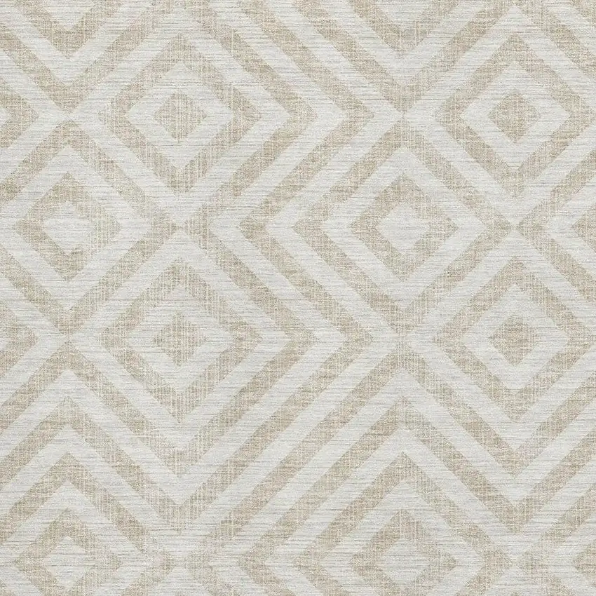 Ivory And Beige Geometric Washable Area Rug With UV Protection Photo 3