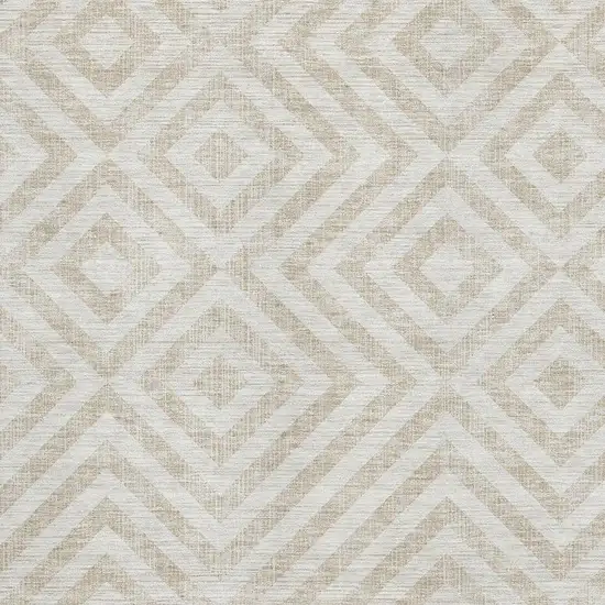 Ivory And Beige Geometric Washable Area Rug With UV Protection Photo 3