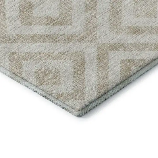 Ivory And Beige Geometric Washable Area Rug With UV Protection Photo 8