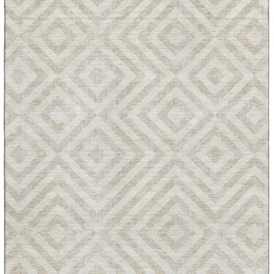 Ivory And Beige Geometric Washable Area Rug With UV Protection Photo 4